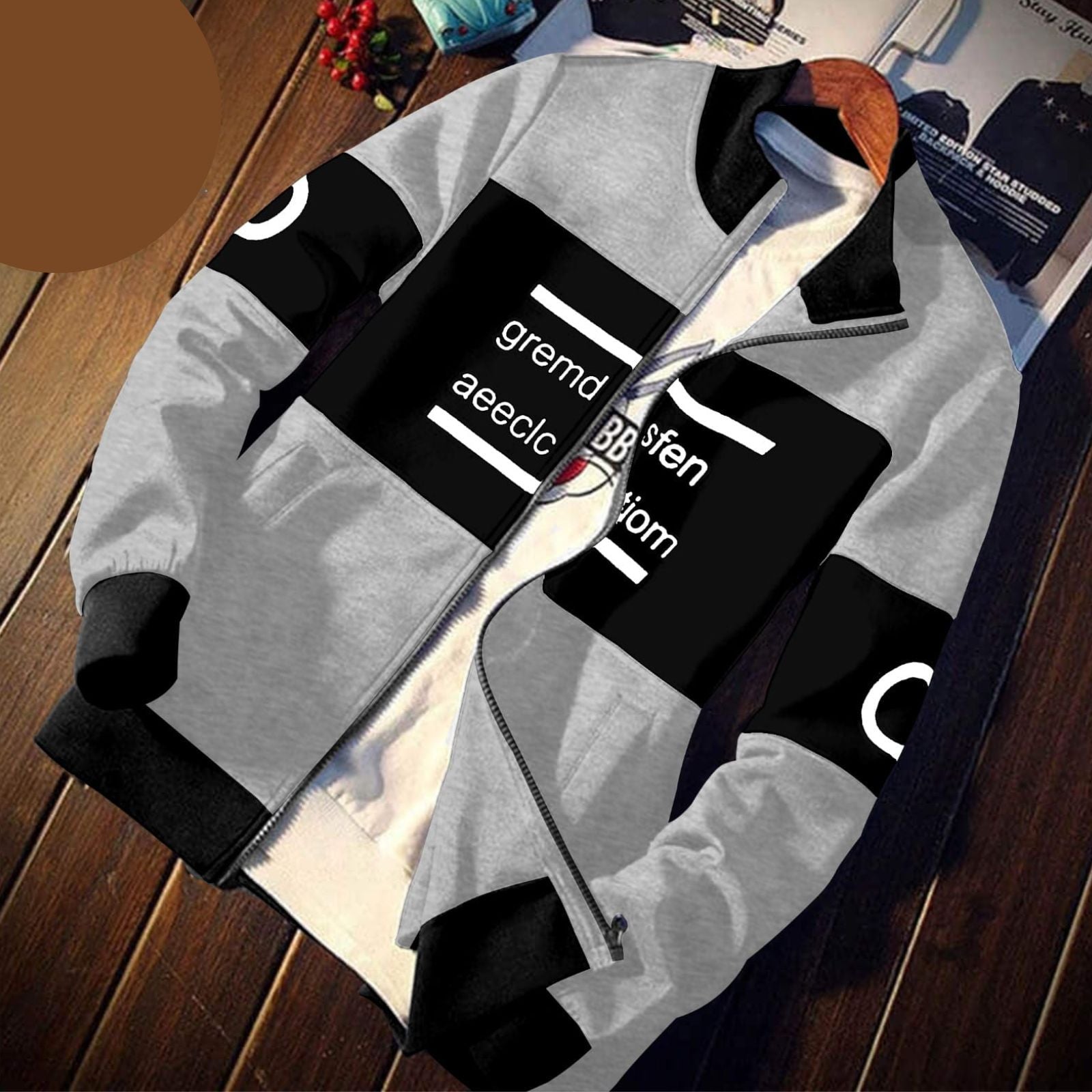 Bomber Jacket -Grey & Black