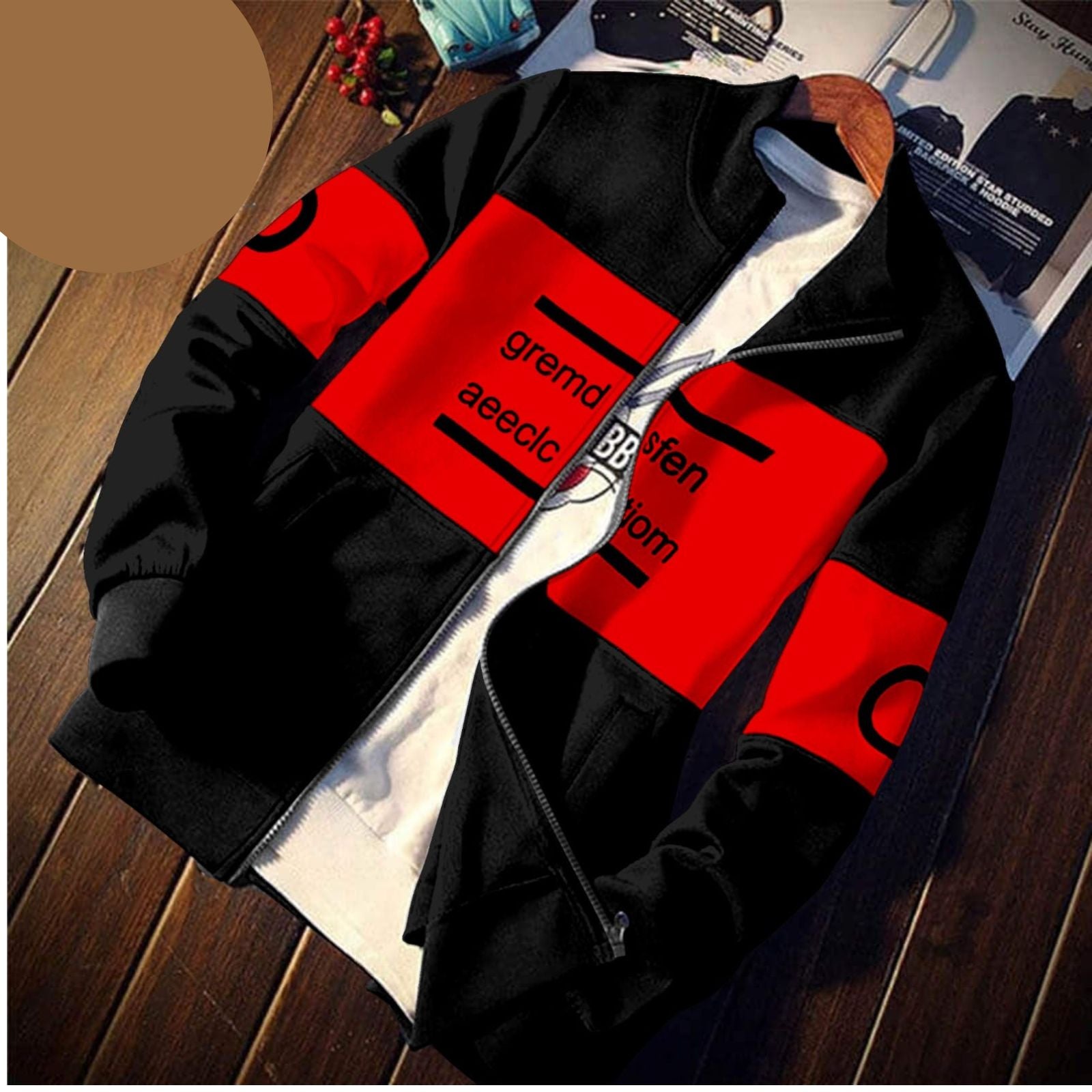 Bomber Jacket - Black & Red