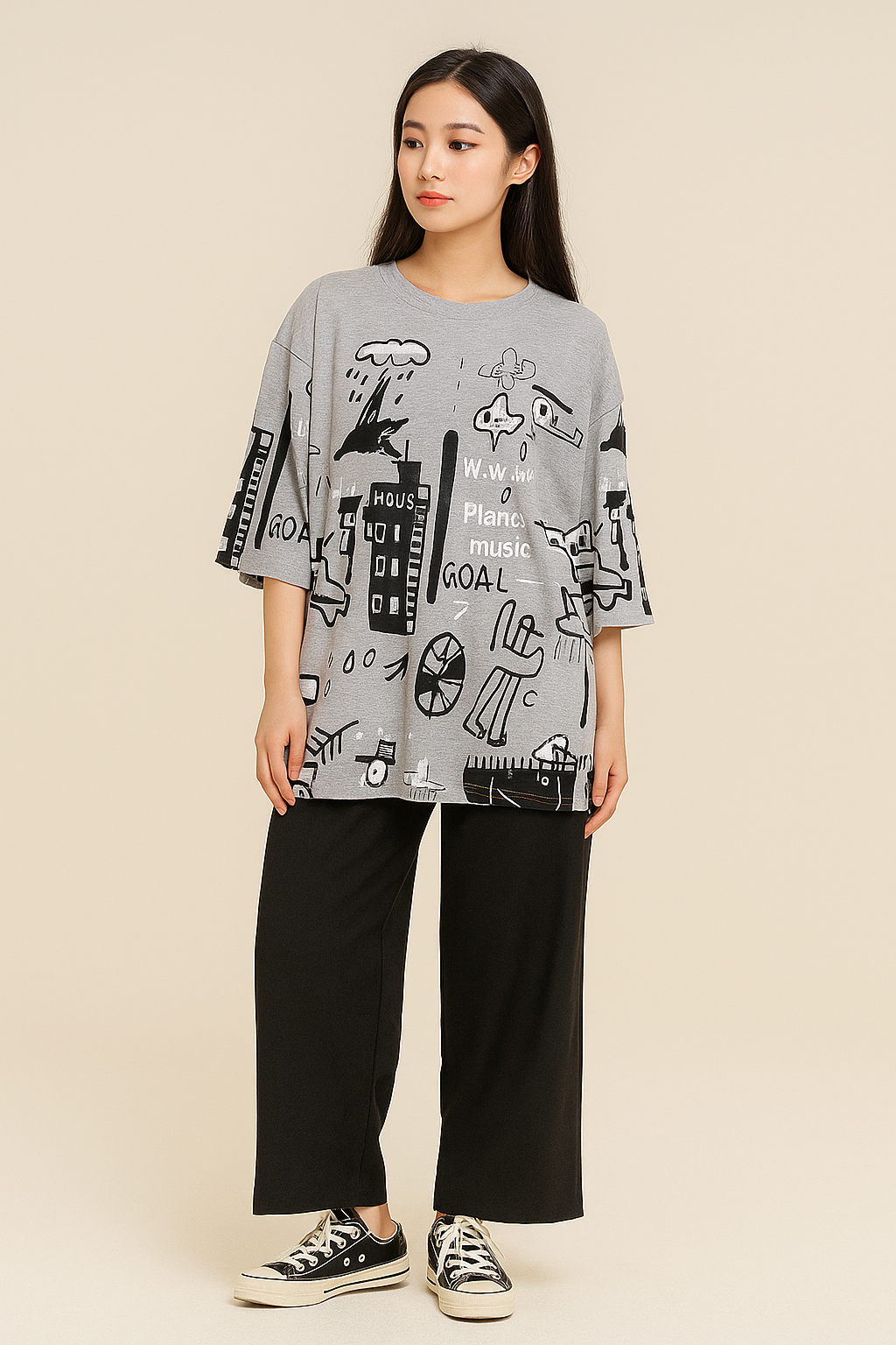 Cute Grey Winni The Pooh Printed Night Suit