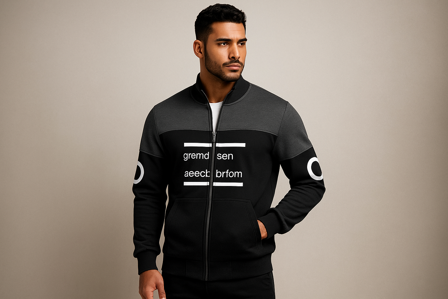 Bomber Jacket -Charcoal & Black