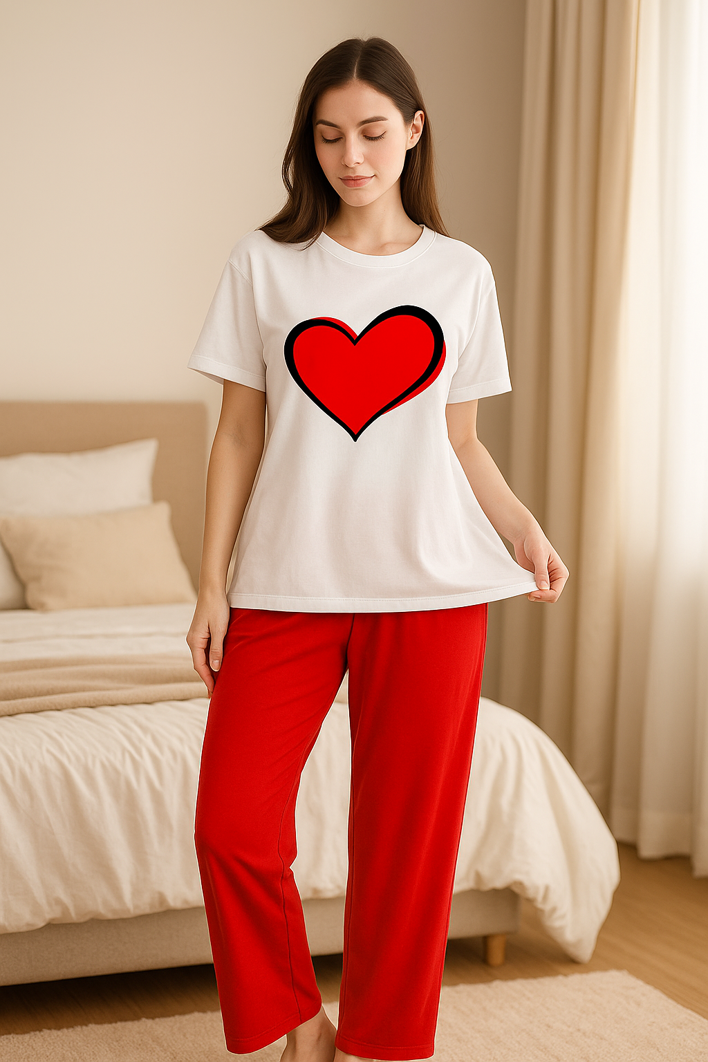 Cute White Winni The Pooh Printed Night Suit