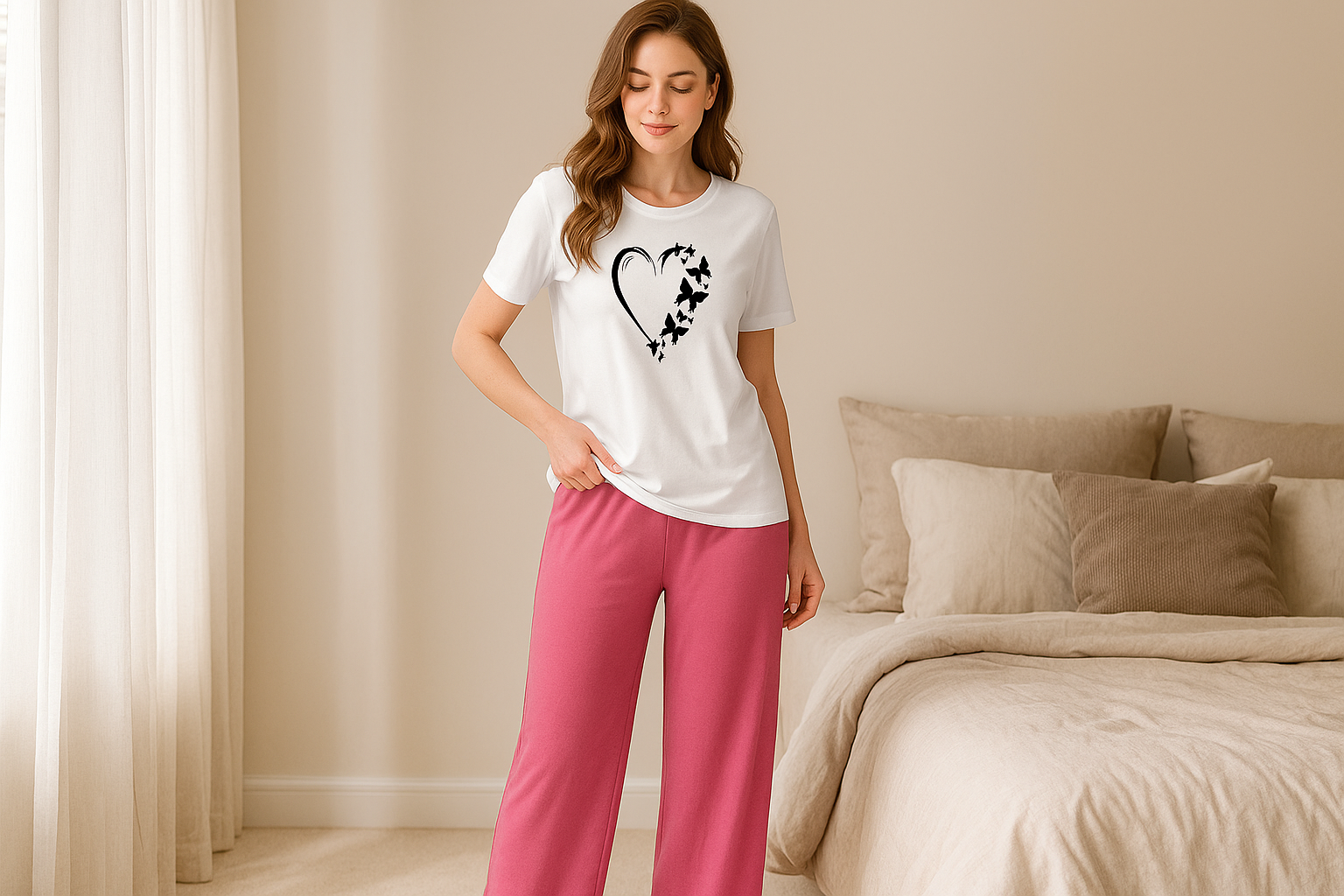Cute White Winni The Pooh Printed Night Suit