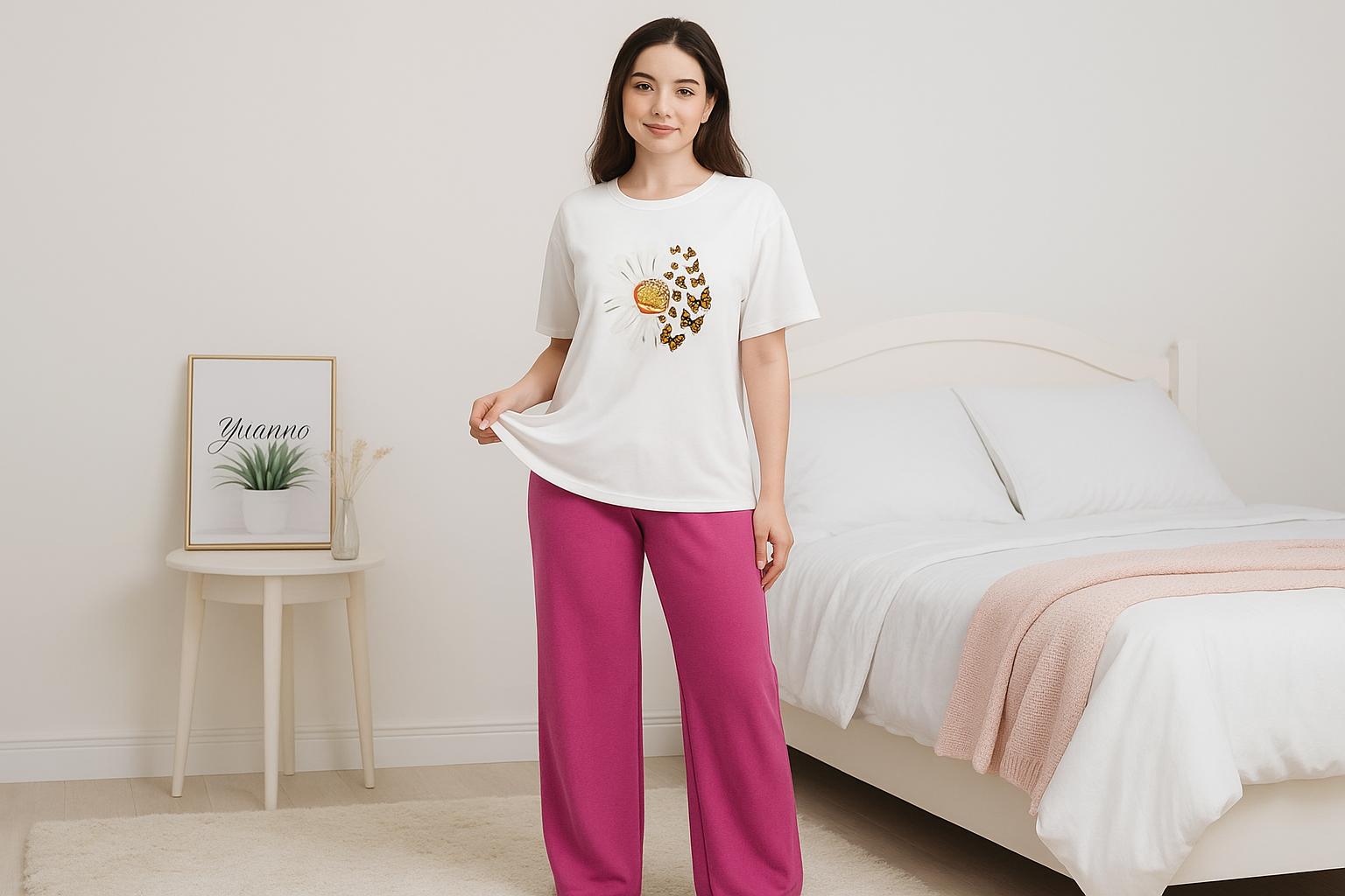 Cute White Winni The Pooh Printed Night Suit