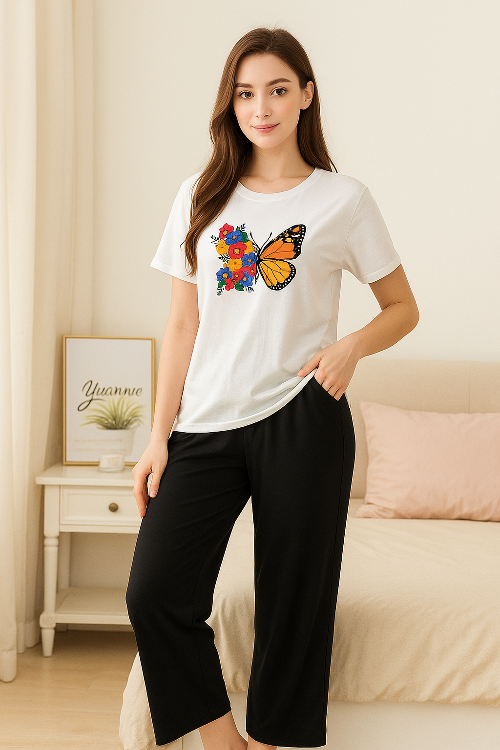 Cute White Winni The Pooh Printed Night Suit