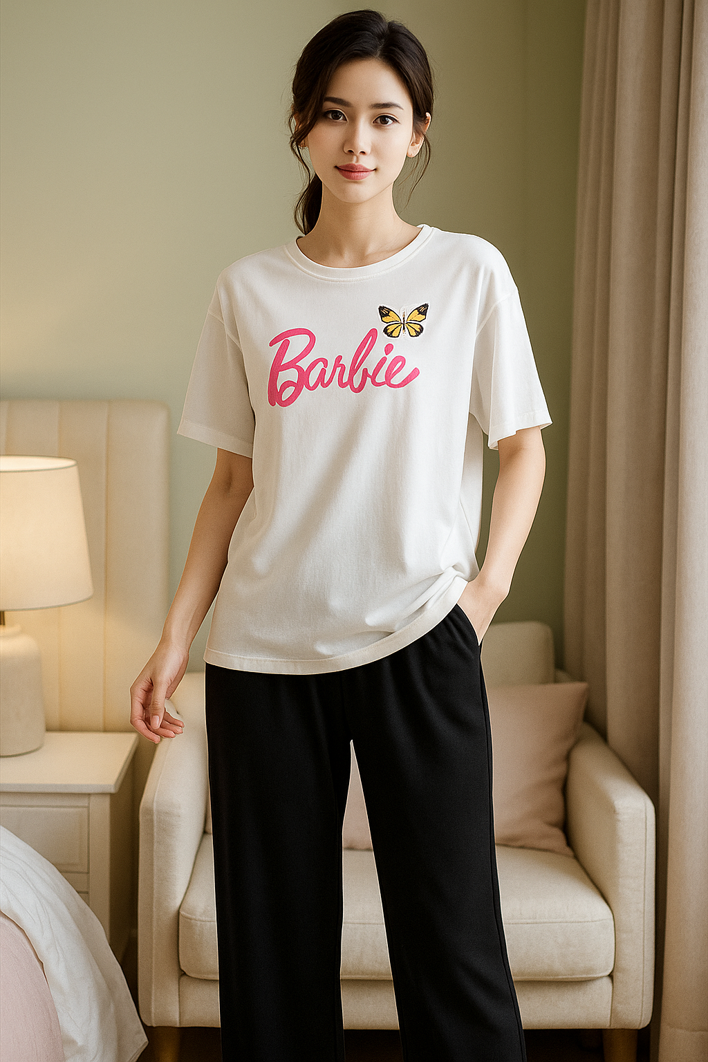 Cute Black Winni The Pooh Printed Night Suit