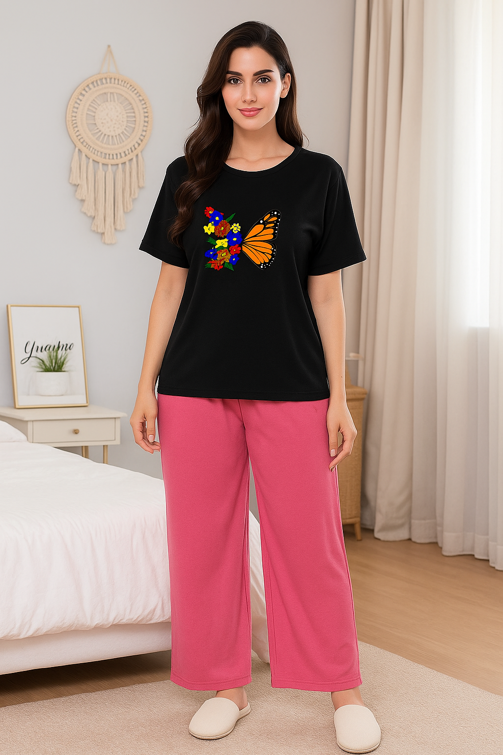 Cute Black Winni The Pooh Printed Night Suit
