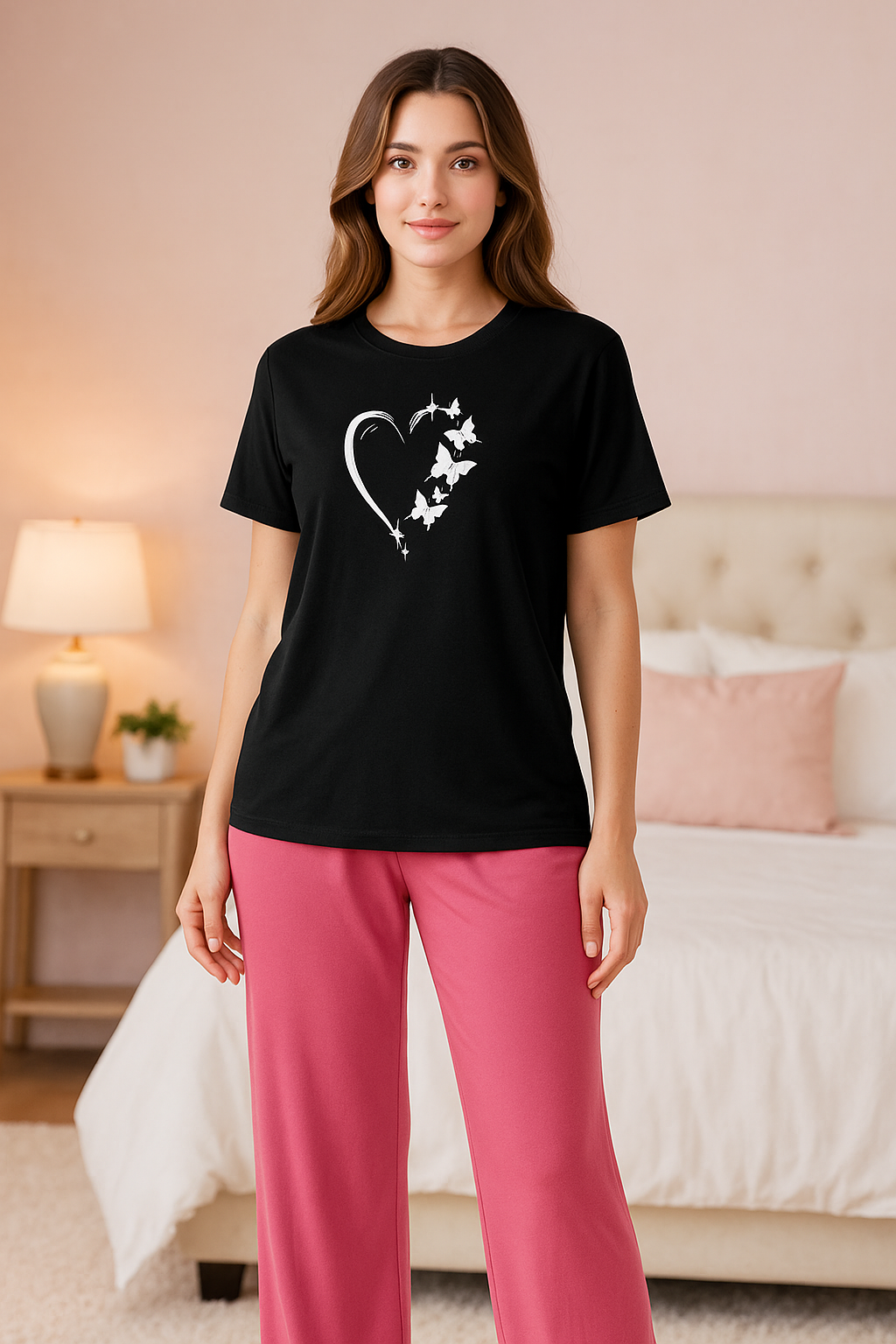 Cute Black Winni The Pooh Printed Night Suit