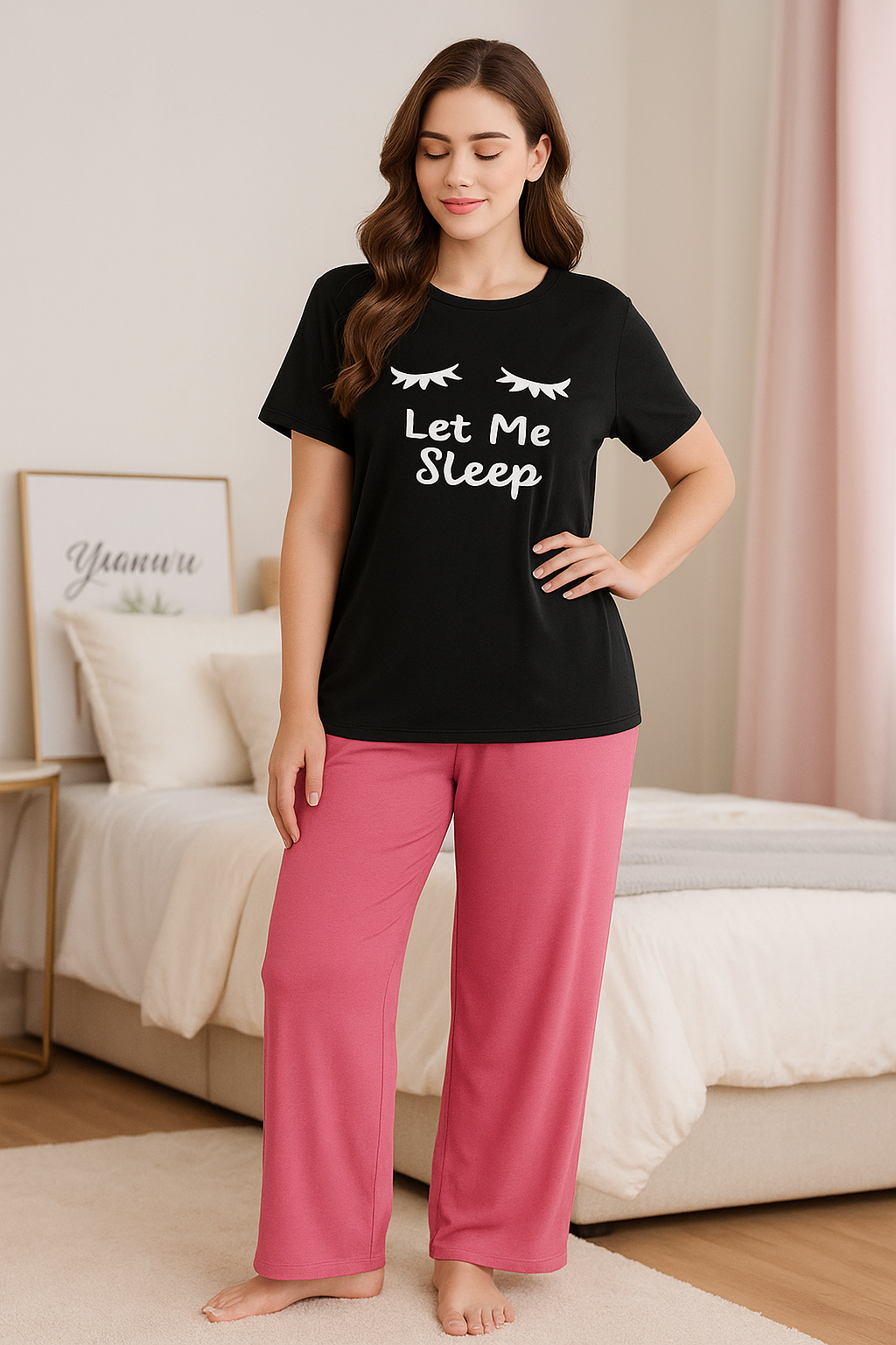 Cute Black Winni The Pooh Printed Night Suit