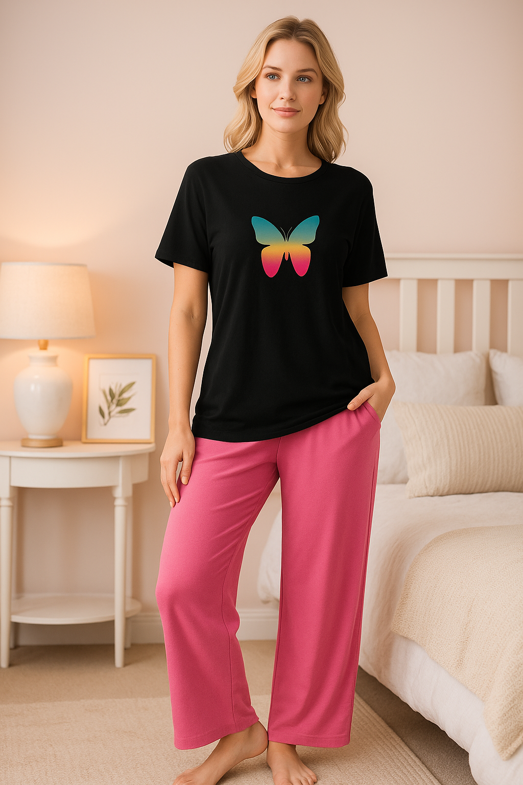 Cute Black Winni The Pooh Printed Night Suit