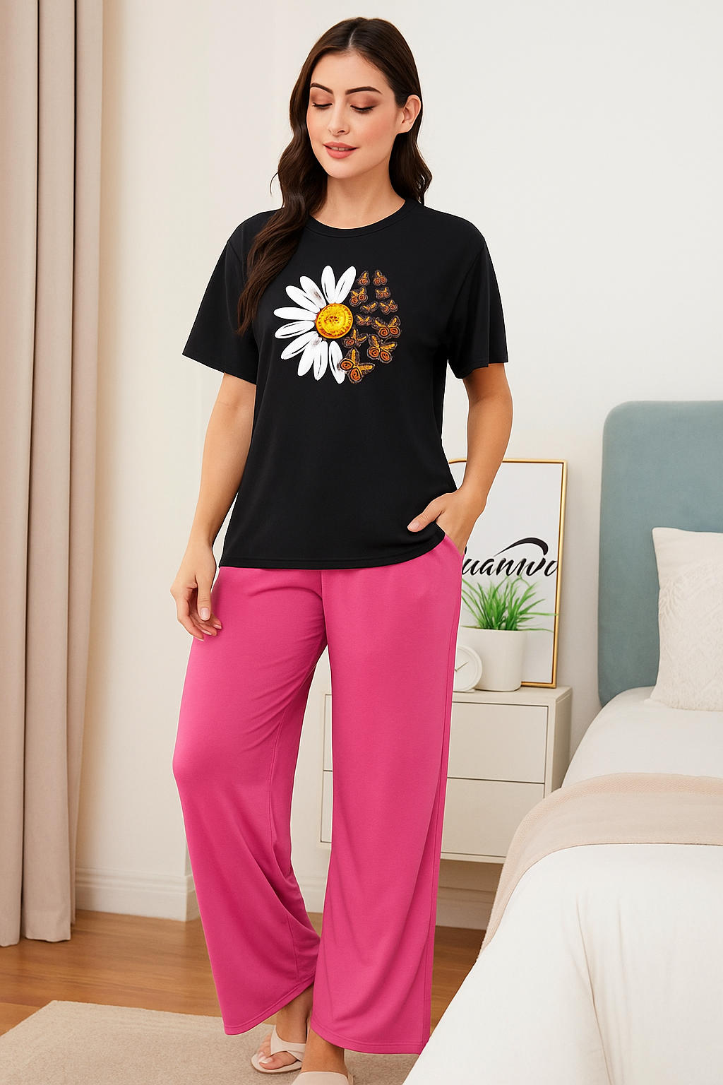 Cute Black Winni The Pooh Printed Night Suit