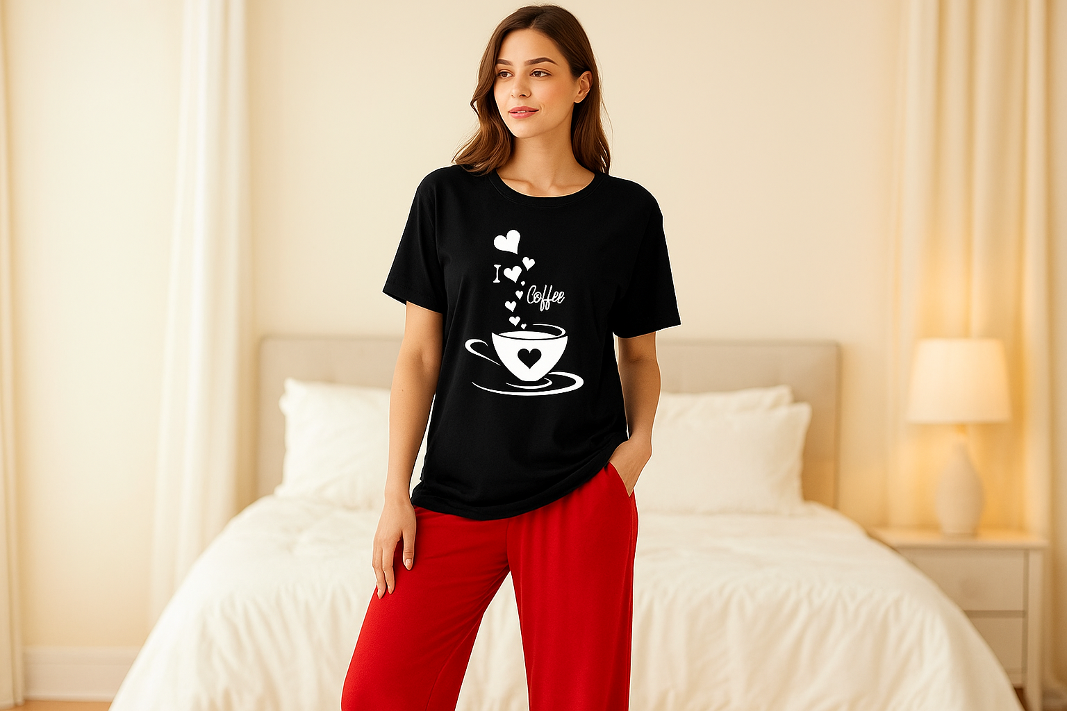 Cute Black Winni The Pooh Printed Night Suit
