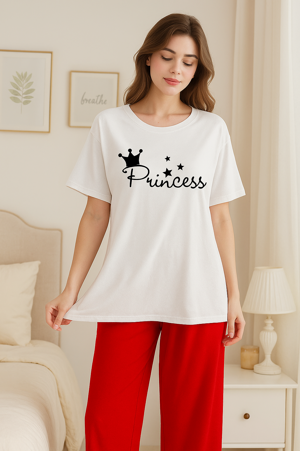 Cute White Winni The Pooh Printed Night Suit
