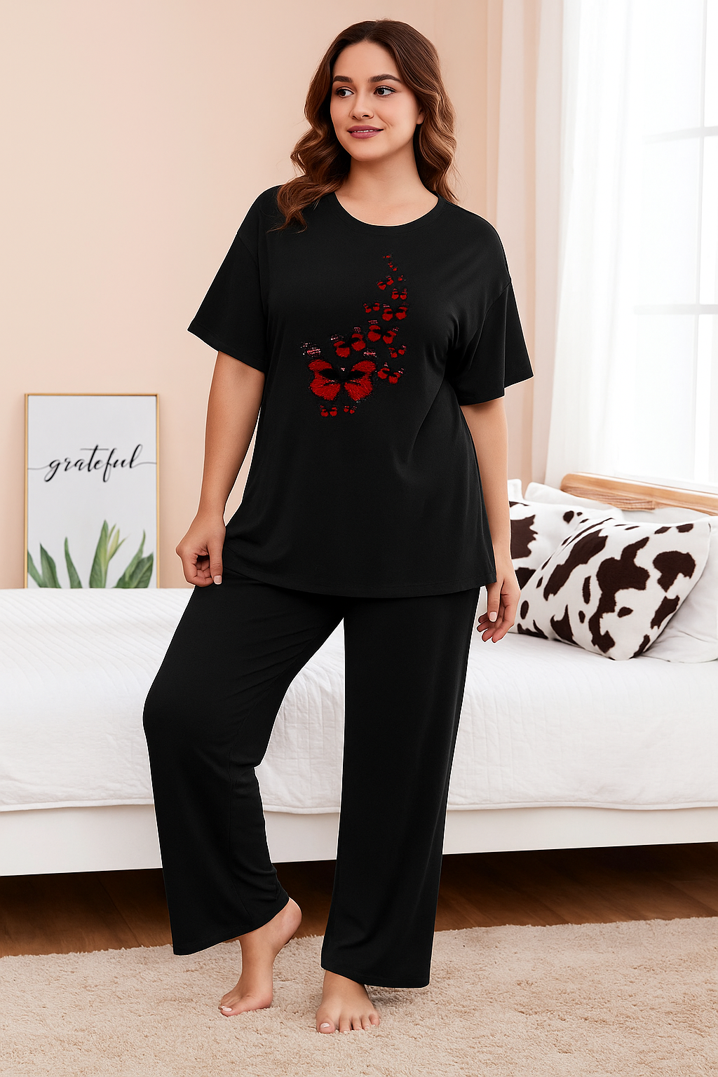 Cute Black Winni The Pooh Printed Night Suit