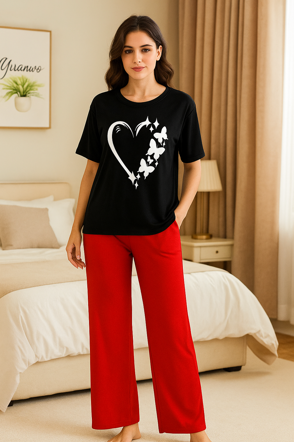 Cute Black Winni The Pooh Printed Night Suit