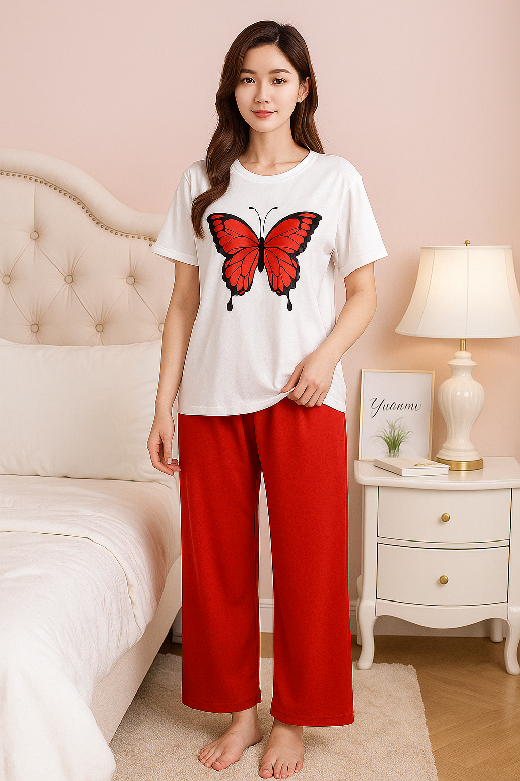 Cute White Winni The Pooh Printed Night Suit