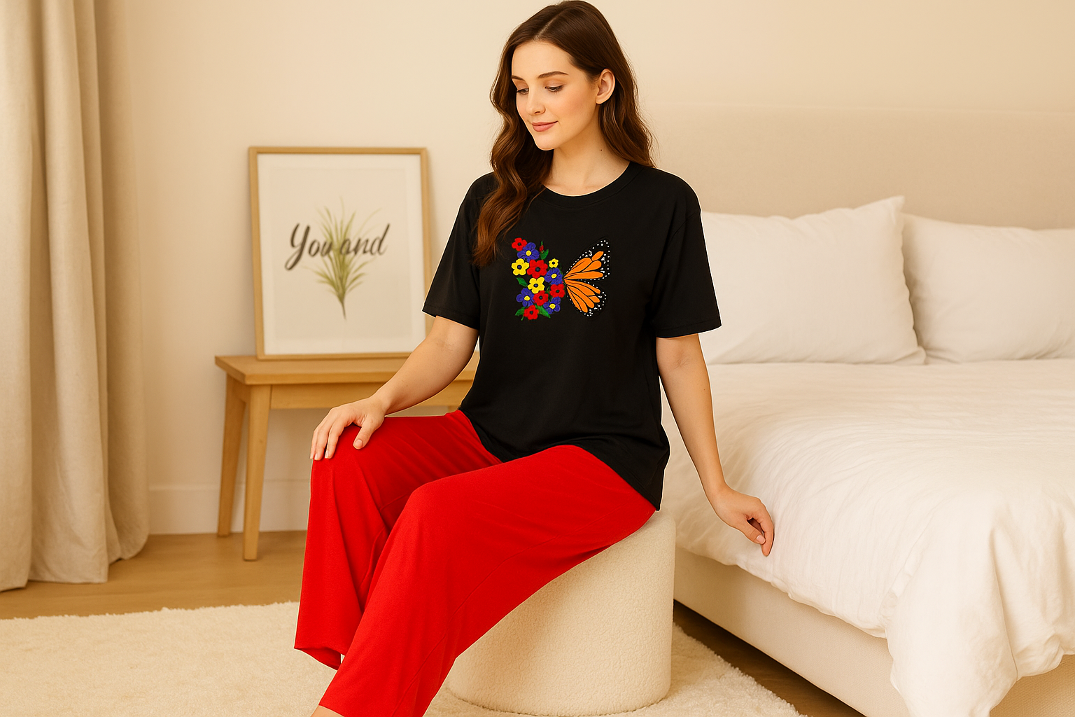 Cute Black Winni The Pooh Printed Night Suit