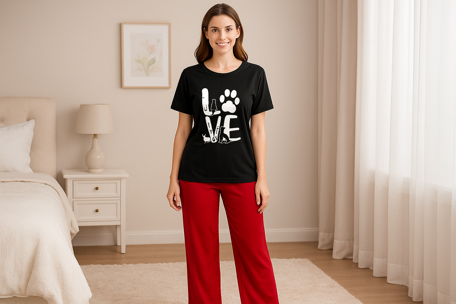 Cute Black Winni The Pooh Printed Night Suit