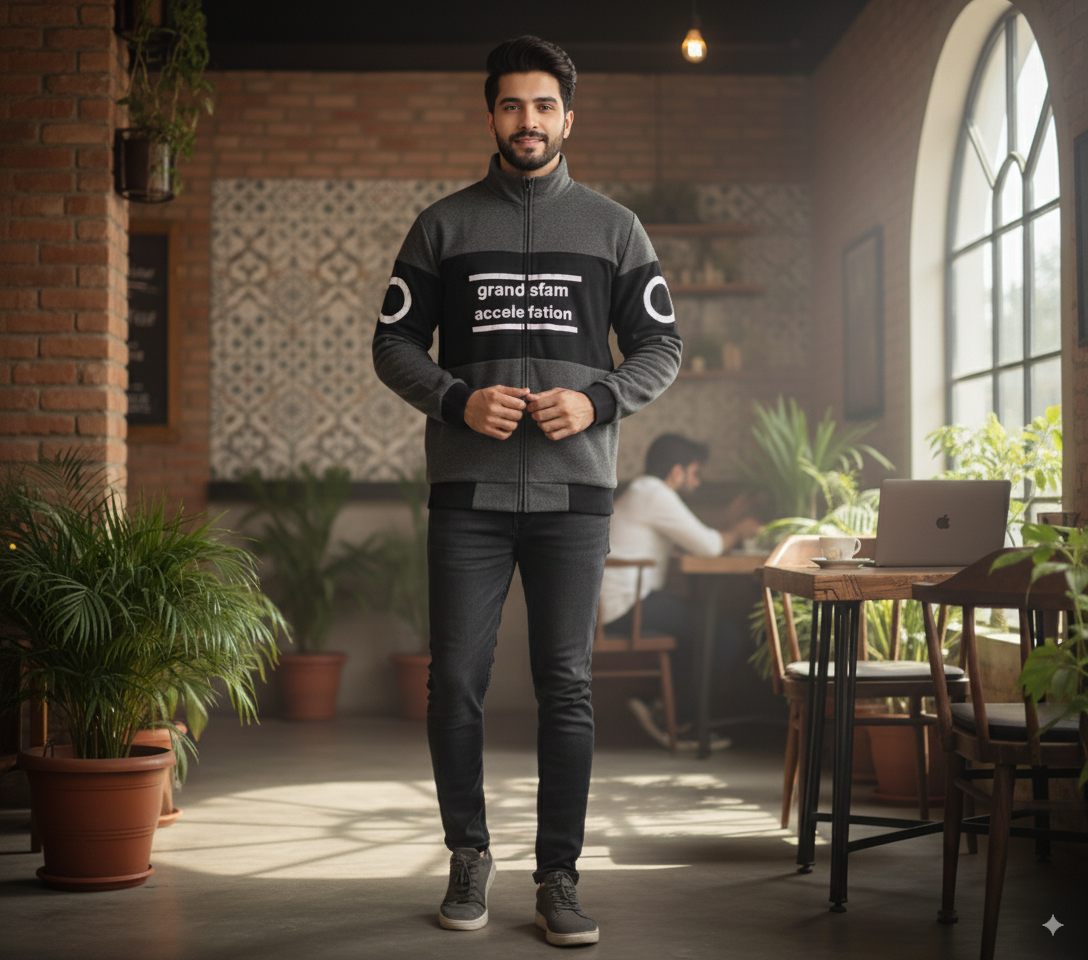 Bomber Jacket -Charcoal & Black