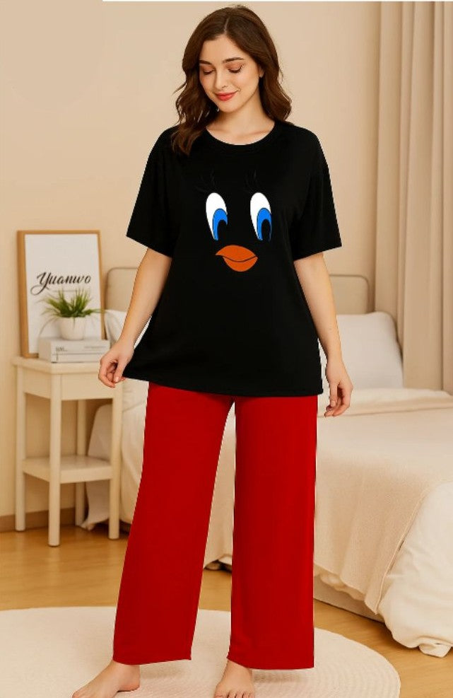 Cute Black Winni The Pooh Printed Night Suit