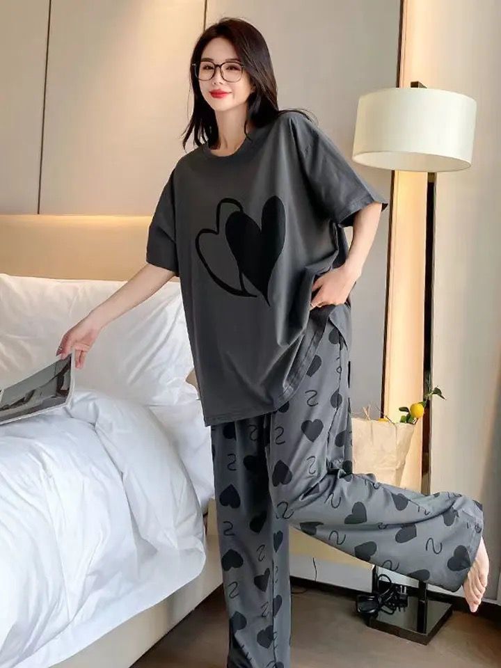 Cute Grey Winni The Pooh Printed Night Suit