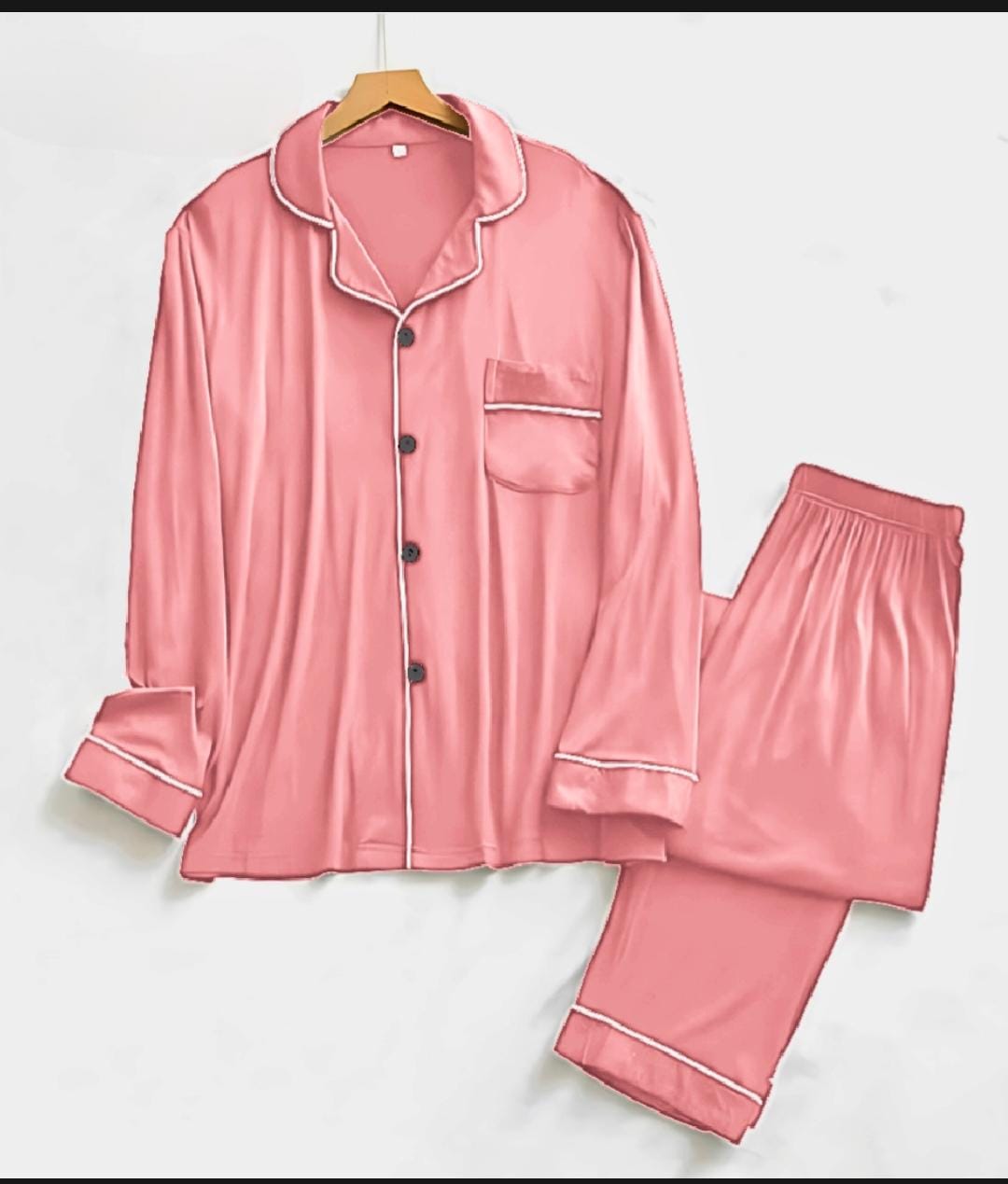 Men's Silk NIght Suit - Pink